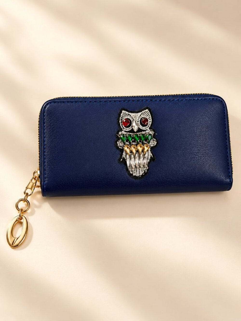 NWT Blue Owl Rhinestone Faux Leather Accordion Wallet